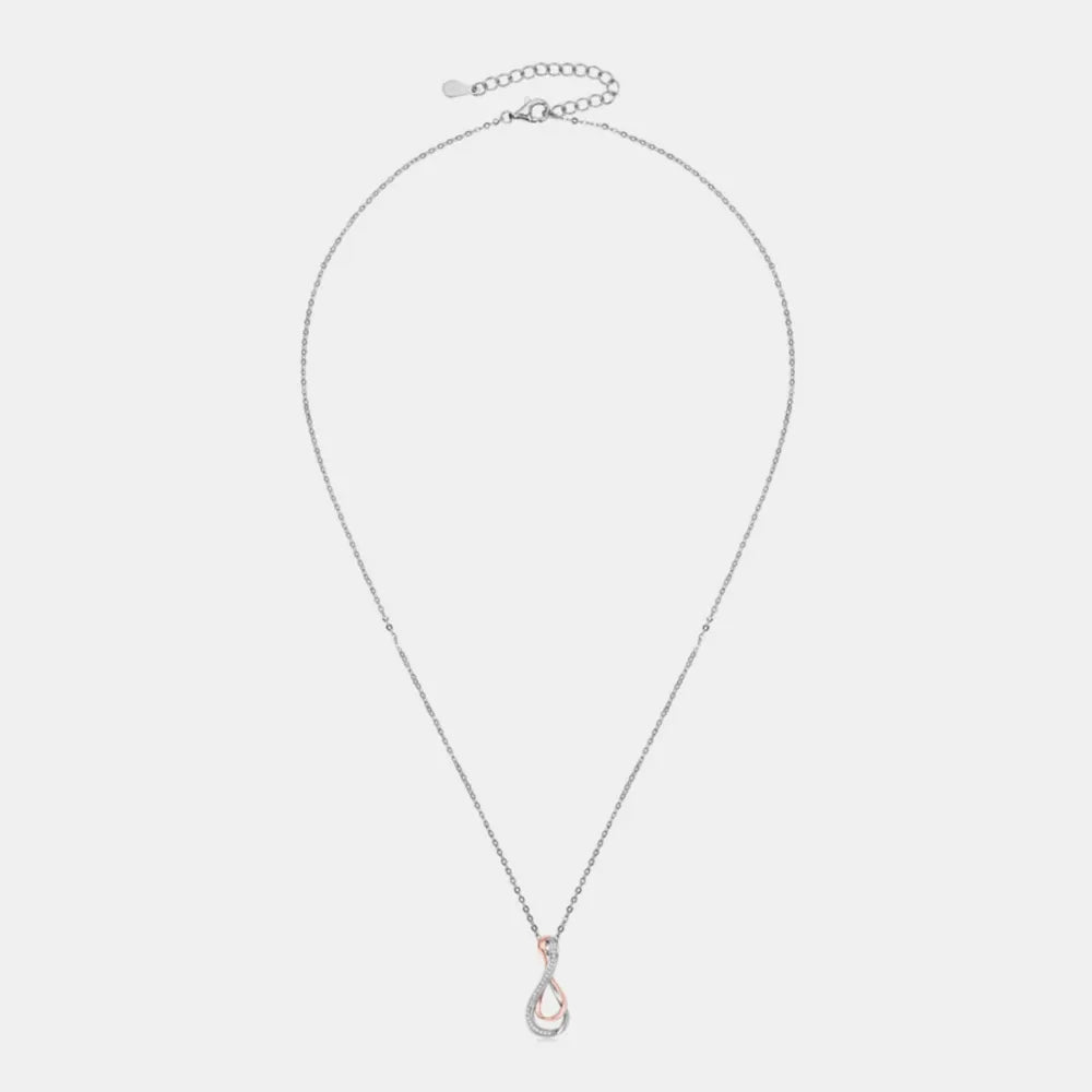 925 Sterling Silver Inlaid Moissanite Infinity Pendant Necklace - Roe Creation