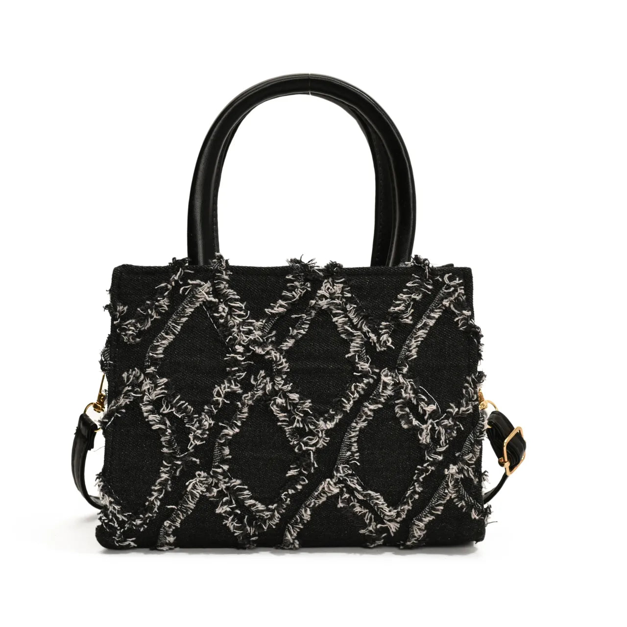 Diamond Pattern Fringe Edge Tote Bag - Roe Creation