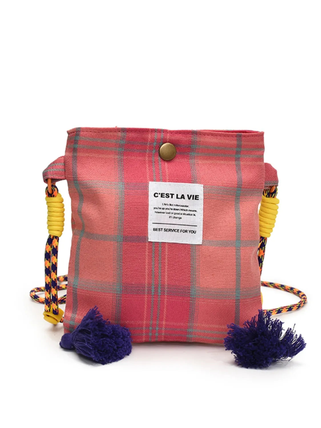 C'EST LA VIE Plaid Crossbody Bag with Tassel Detail - Roe Creation