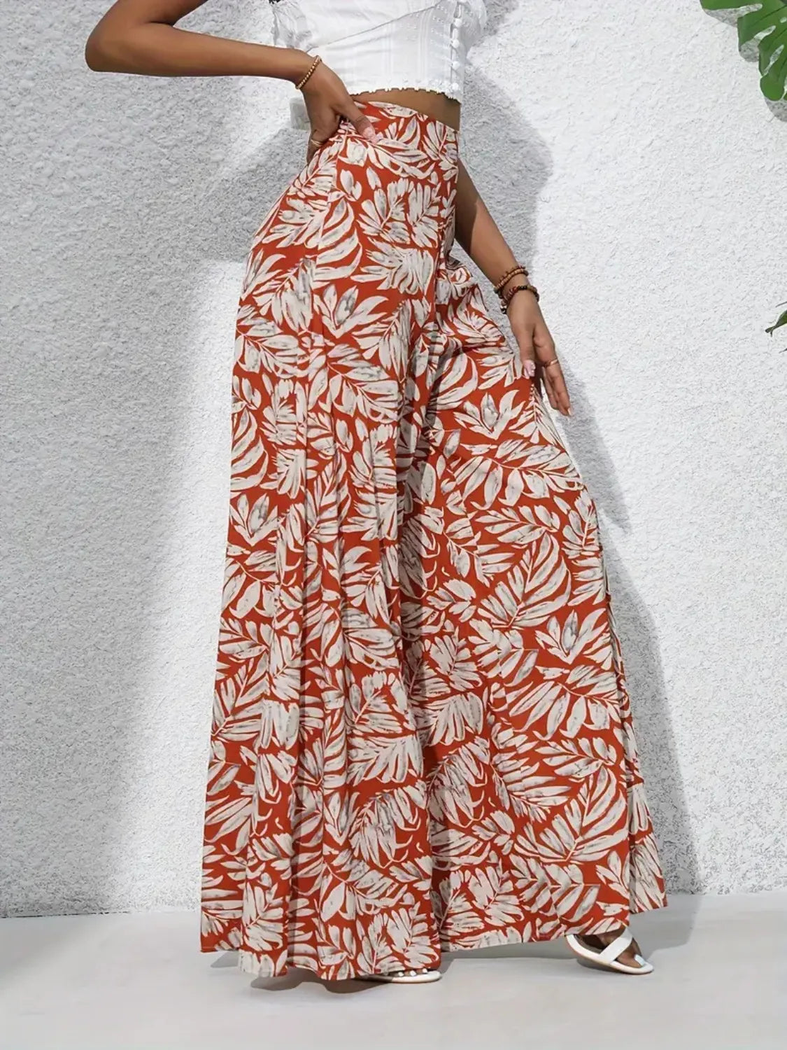 Printed High Waist Wide Leg Pants - Roe Creation