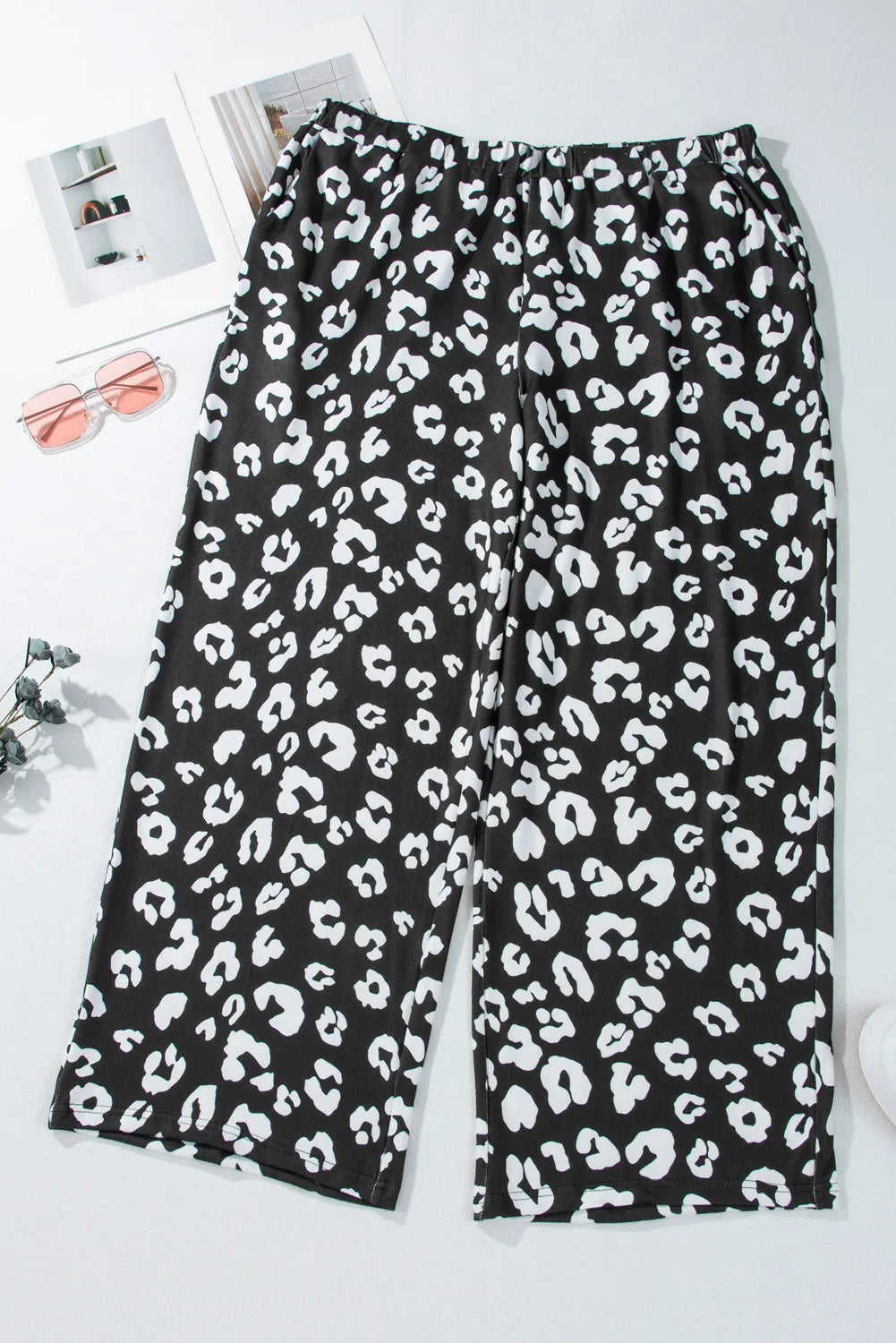 Plus Size Leopard Elastic Waist Pants - Roe Creation