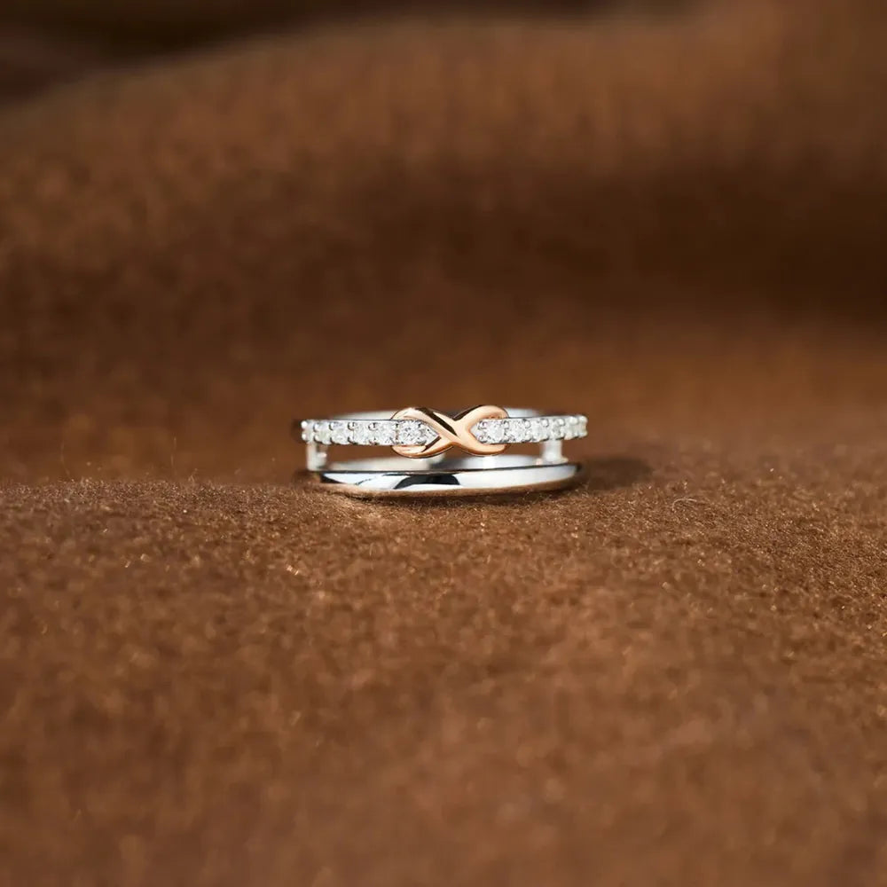 Double-Layered Zircon 925 Sterling Silver Ring - Roe Creation