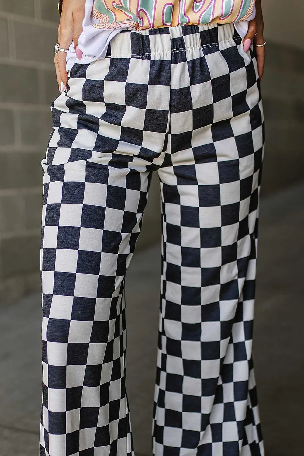 Checkered Wide Leg Pants - Roe Creation