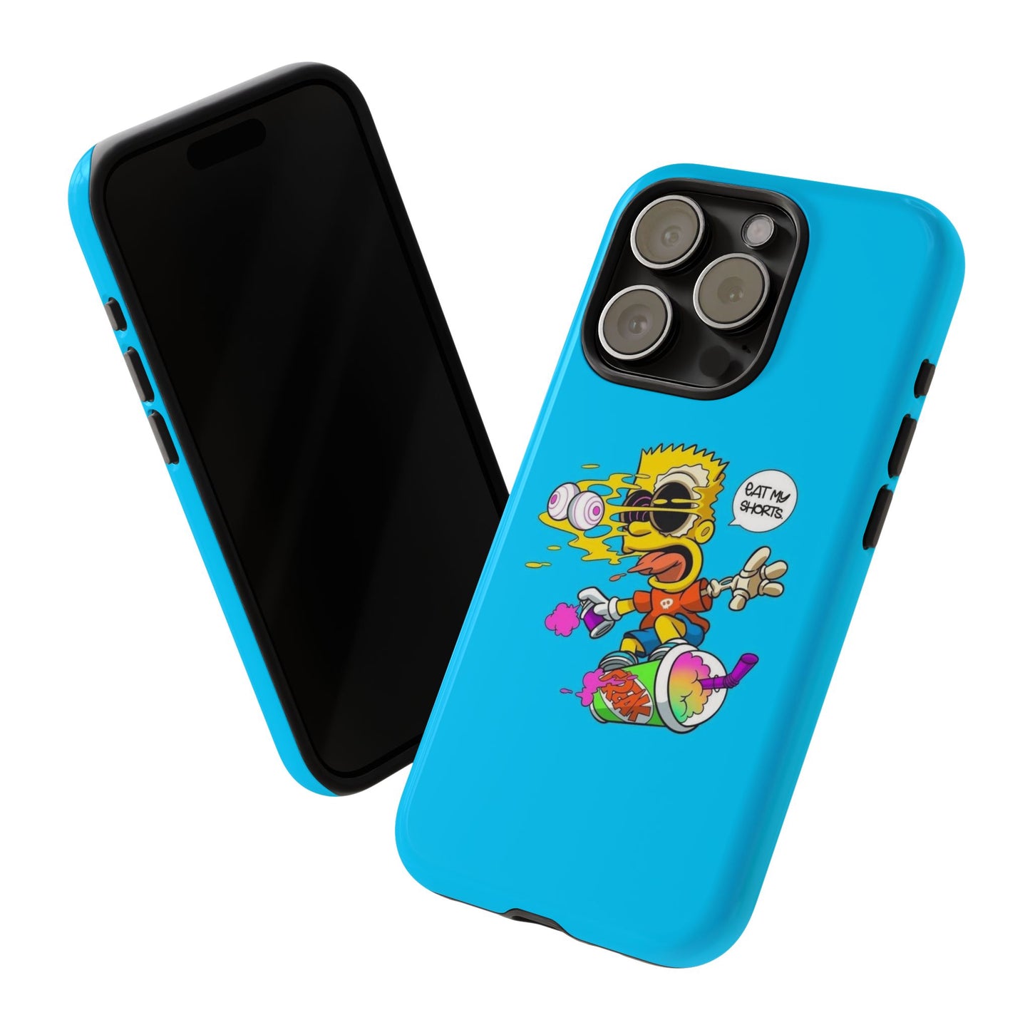 Spongebob Blue Cartoon iPhone Case - 'Eat My Shorts' Design