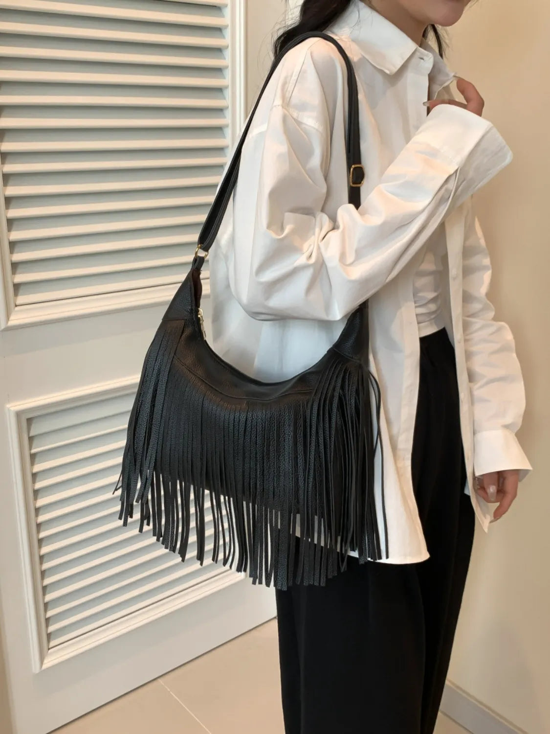 Fringe PU Leather Shoulder Bag - Roe Creation