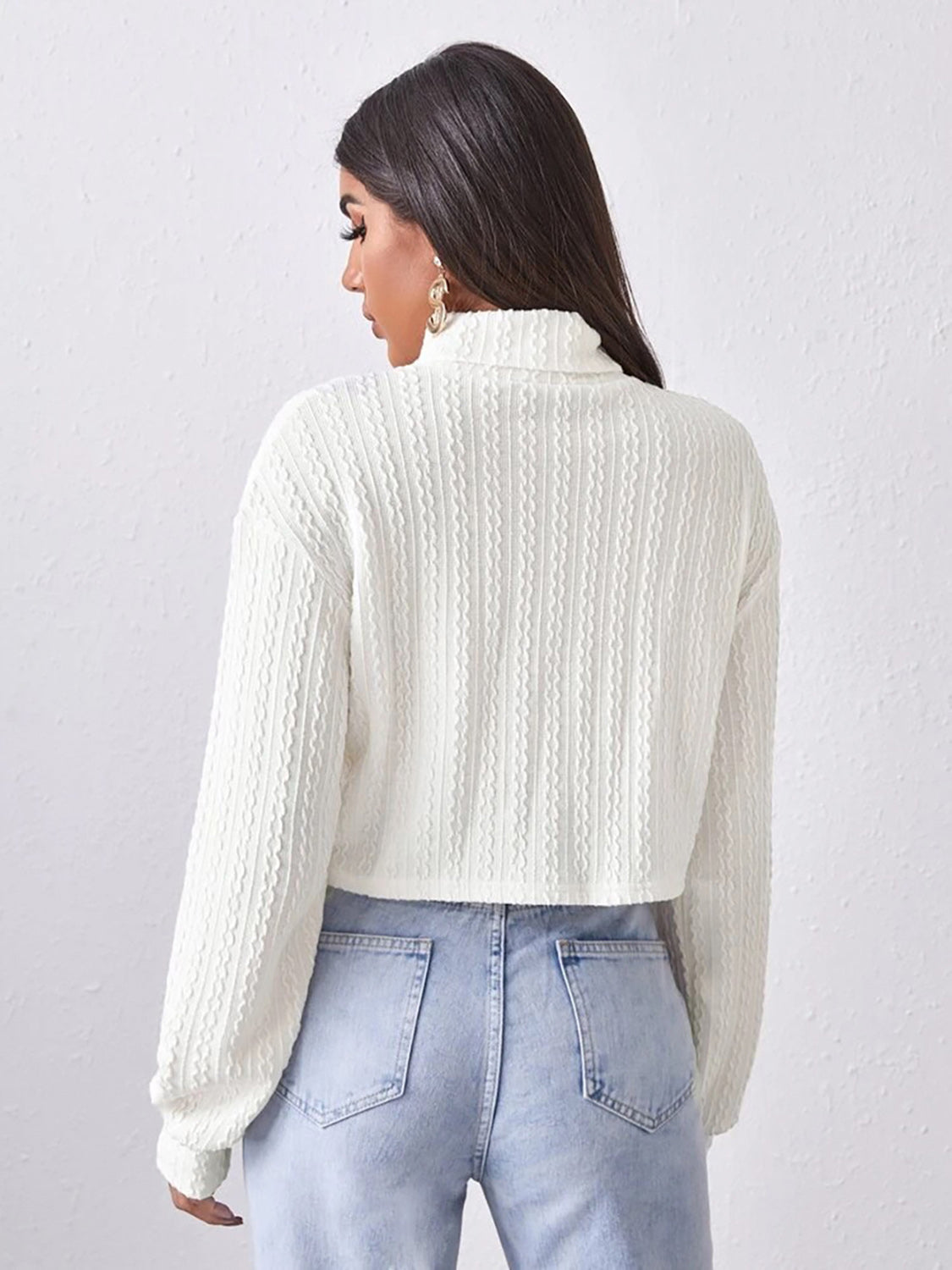 Classic Turtleneck Long Sleeve Top – Women's Fitted Winter Shirt - Roe Creation