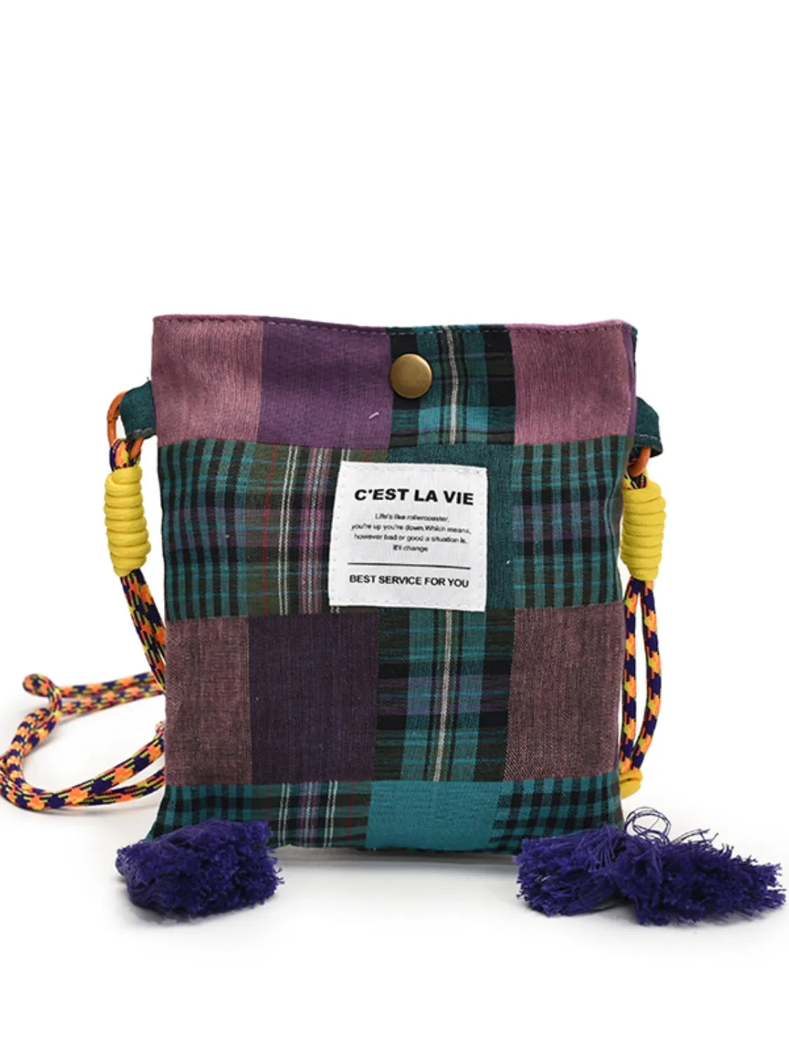 C'EST LA VIE Plaid Crossbody Bag with Tassel Detail - Roe Creation