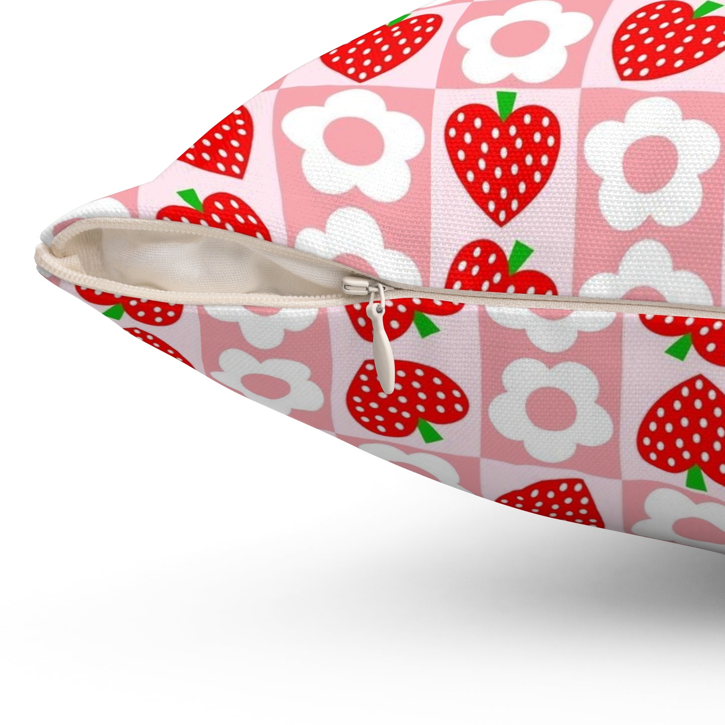 Strawberry Patterned Square Pillow - Cozy Decorative Cushion for Home