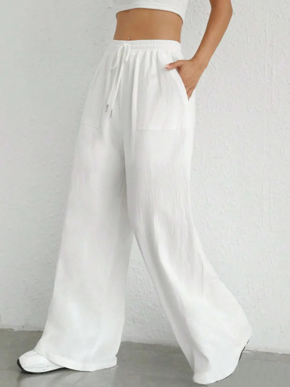 Drawstring Wide Leg Pants - Roe Creation