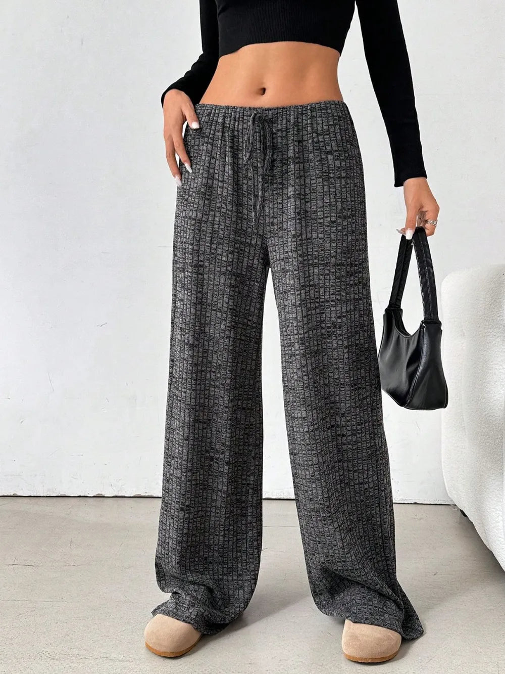 Tied Striped Wide Leg Pants - Roe Creation