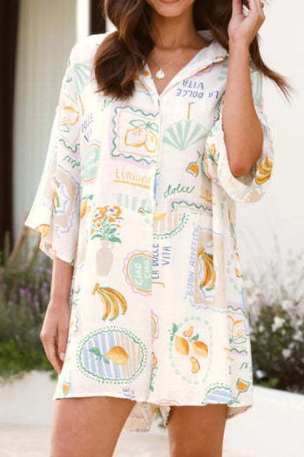 Printed 3/4 Sleeve Romper - Roe Creation