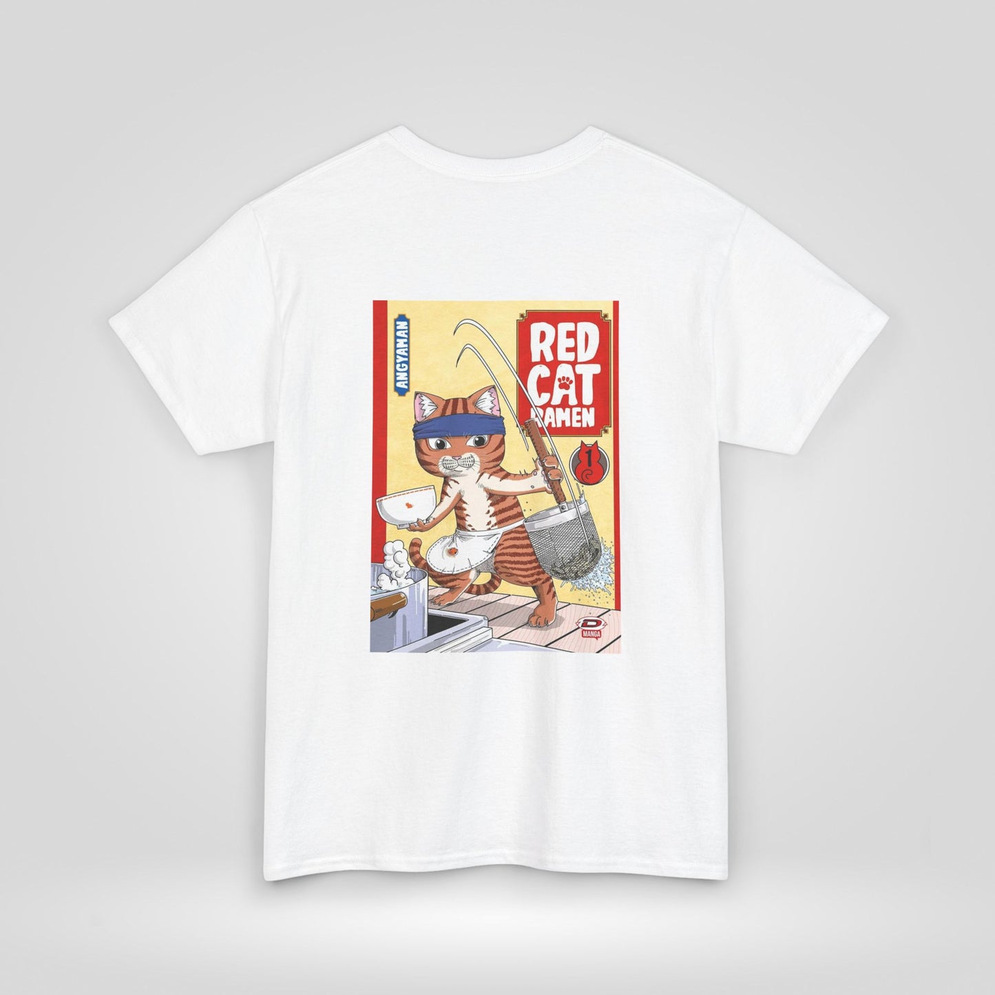 Red Cat Ramen Unisex Heavy Cotton Tee – Fun and Playful Design for Food Lovers - Roe Creation