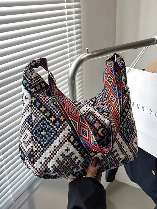 Ethnic Pattern Crossbody Bag with Adjustable Strap - Roe Creation