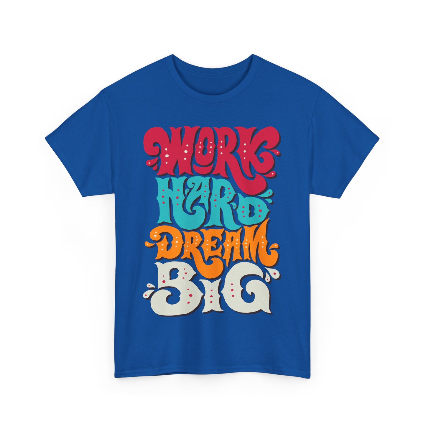 Motivational Unisex Heavy Cotton Tee - 'Work Hard, Dream Big' - Roe Creation