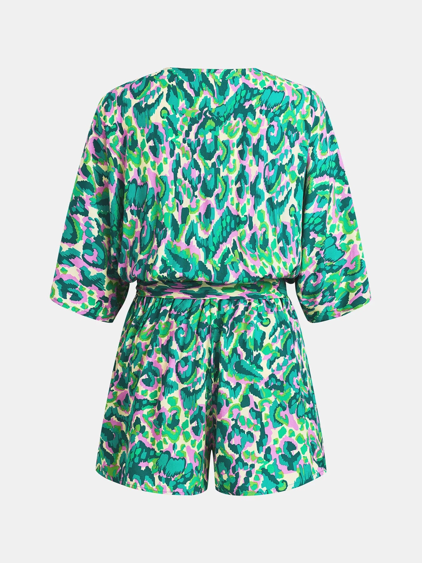 Bohemian Floral Print V-Neck Batwing Sleeve Romper - Roe Creation