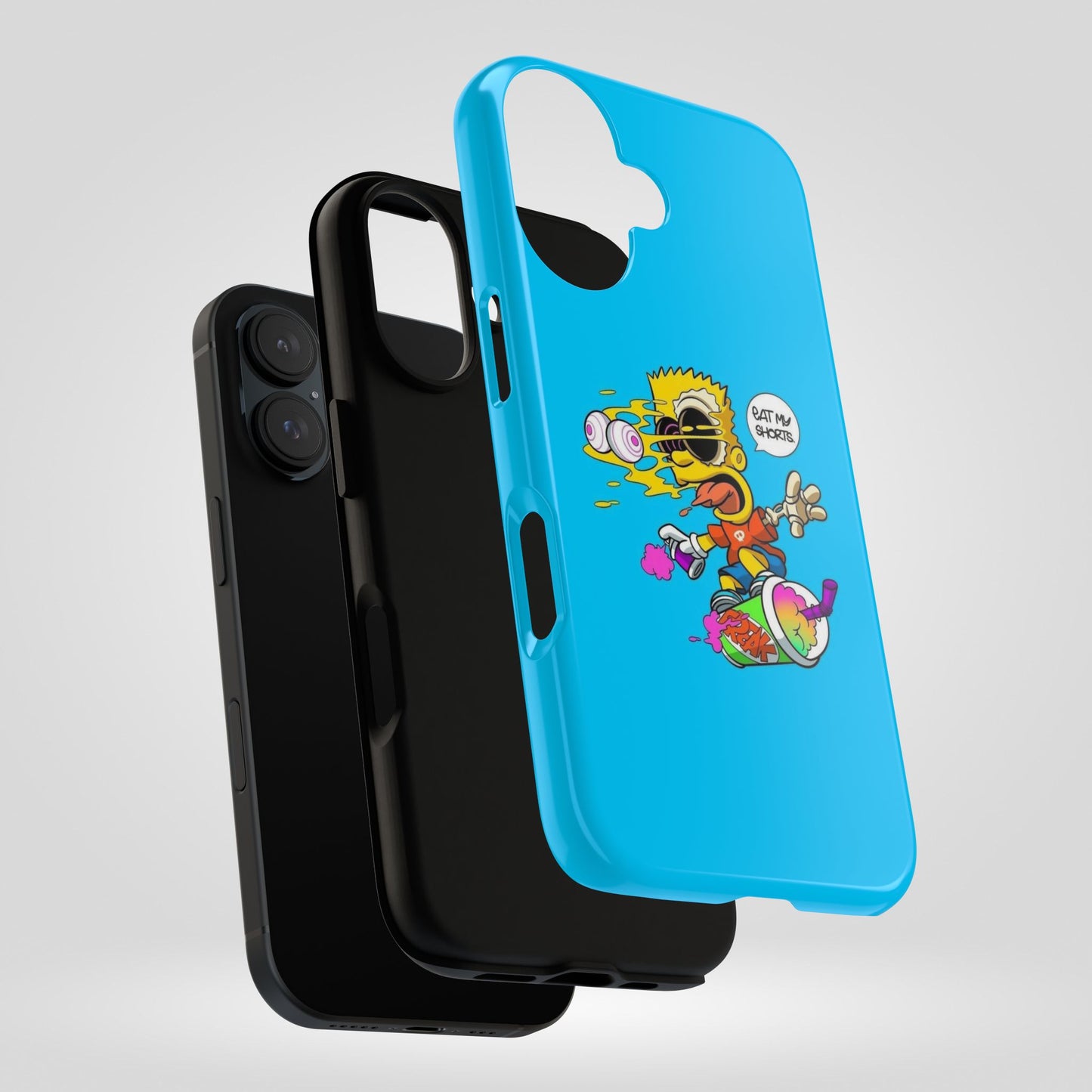 Spongebob Blue Cartoon iPhone Case - 'Eat My Shorts' Design