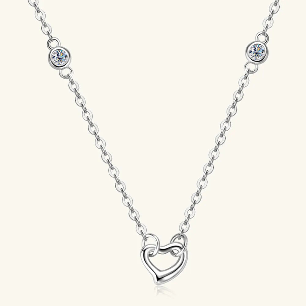 Moissanite 925 Sterling Silver Heart Necklace - Roe Creation