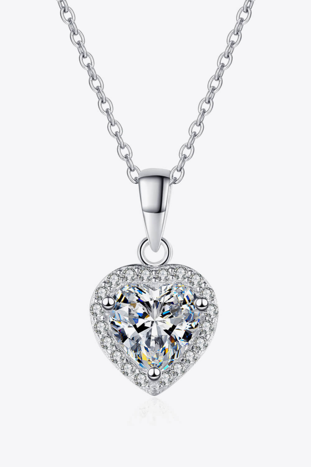 1 Carat Moissanite Heart Pendant Chain Necklace - Roe Creation
