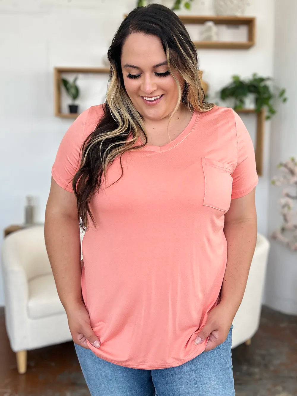 Basic Bae Bamboo Full Size V-Neck Short Sleeve T-Shirt - Roe Creation