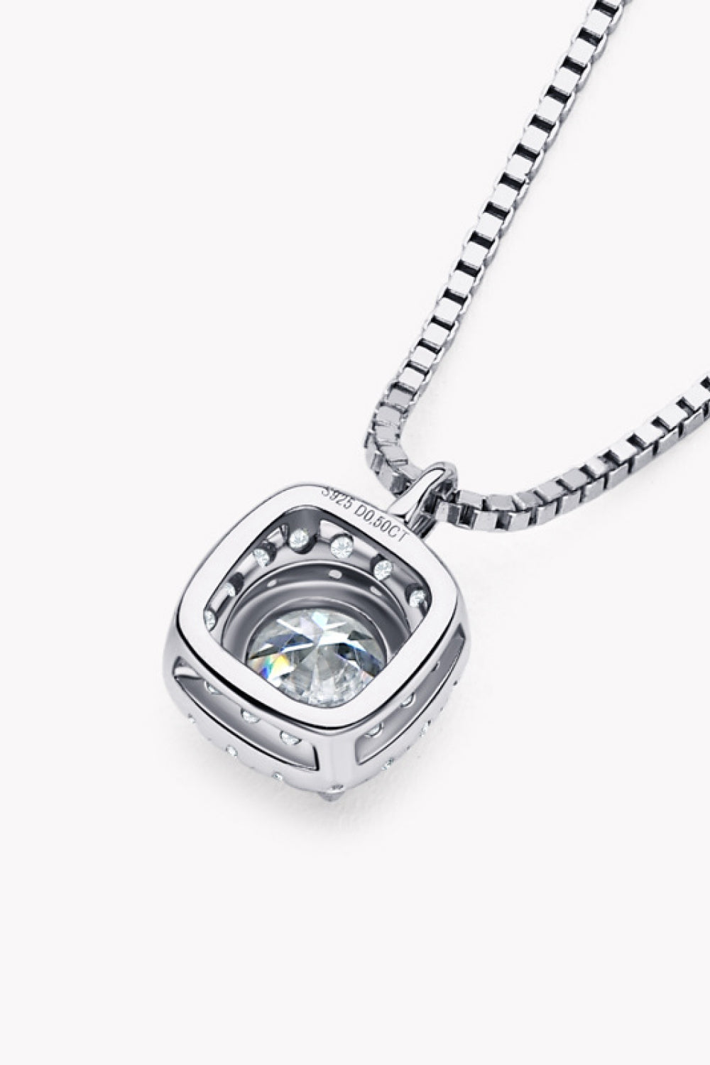 Moissanite Pendant Platinum-Plated Necklace - Roe Creation