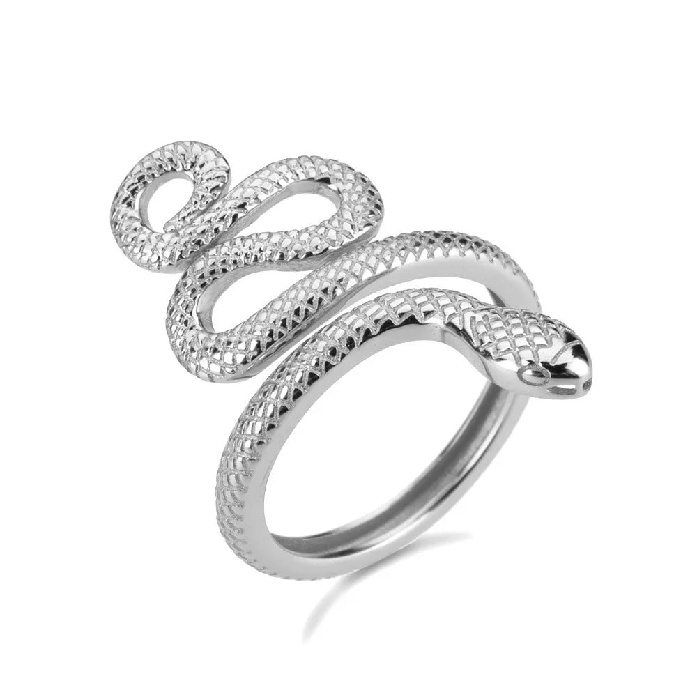 925 Sterling Silver Snake Shape Ring - Roe Creation