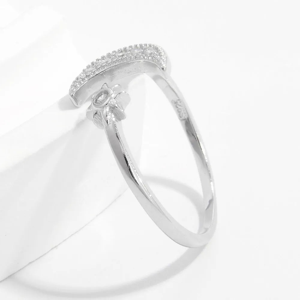 925 Sterling Silver Moon Open Ring - Roe Creation