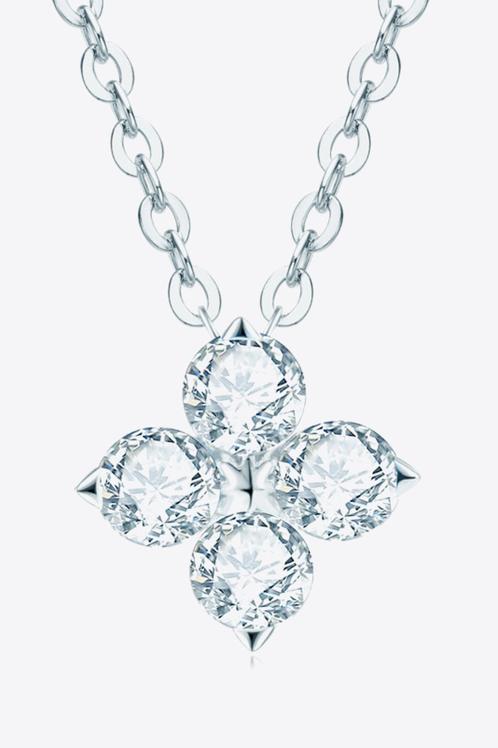 Moissanite Four Leaf Clover Pendant Necklace - Roe Creation