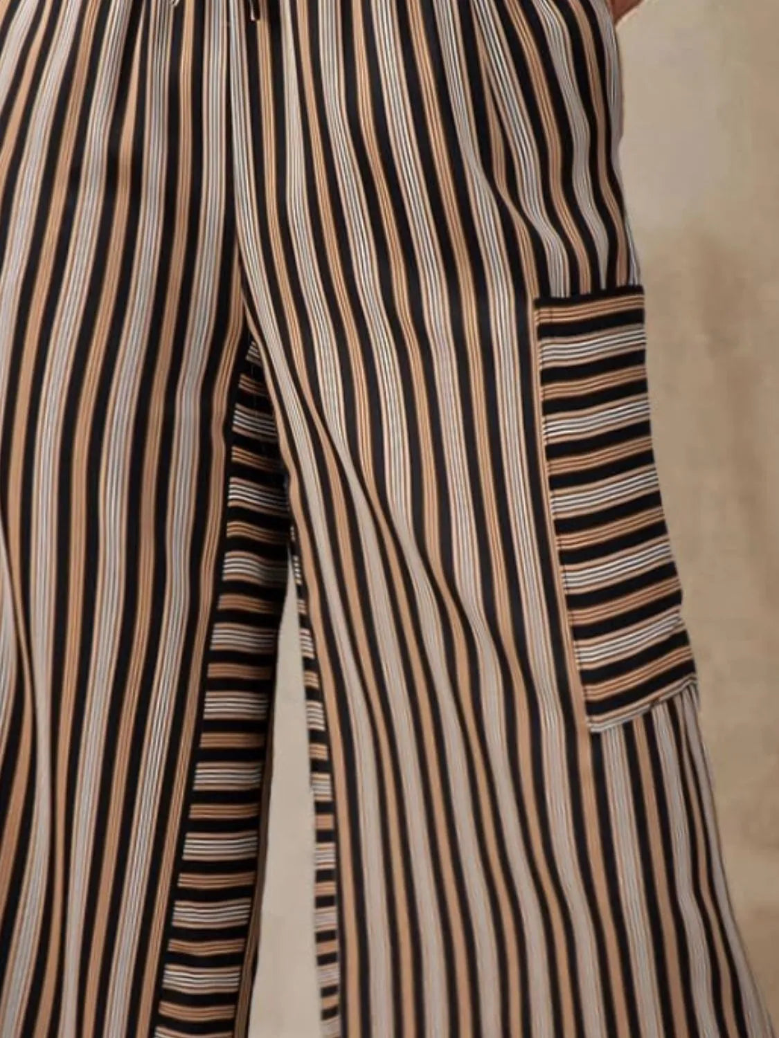 Contrast Striped Wide leg Pants - Roe Creation