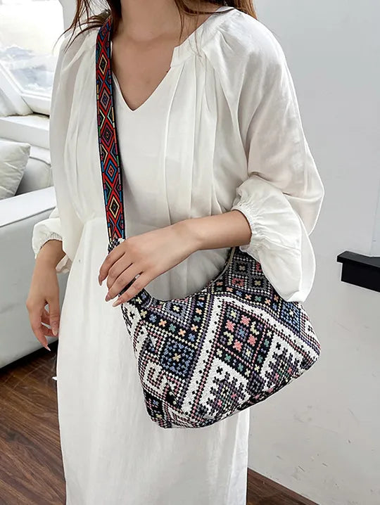 Ethnic Pattern Crossbody Bag with Adjustable Strap - Roe Creation