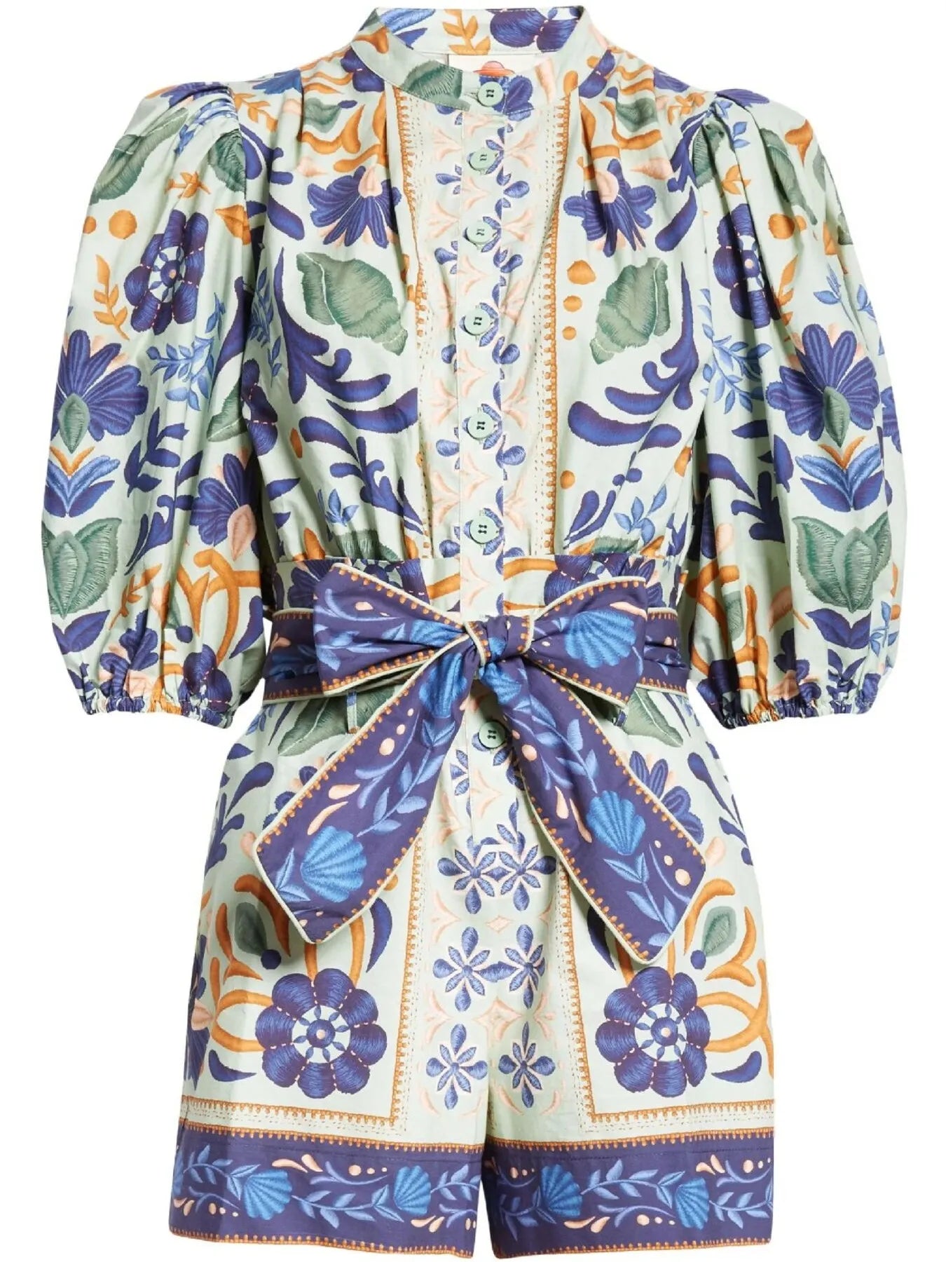 Floral Print Button Front Belted Romper - Roe Creation