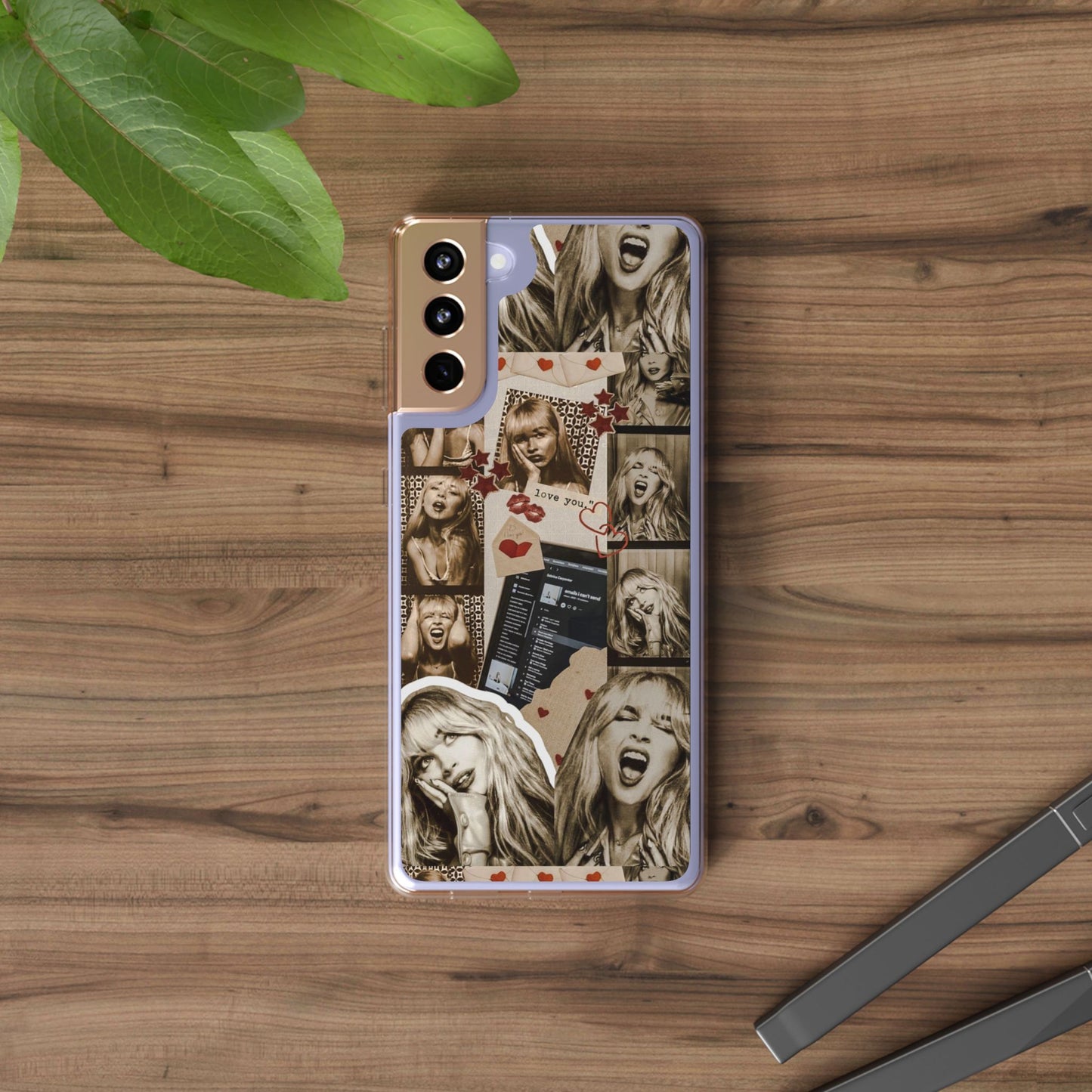 Sabrina Carpenter Vintage Photo Collage Clear Phone Case - Love You Design