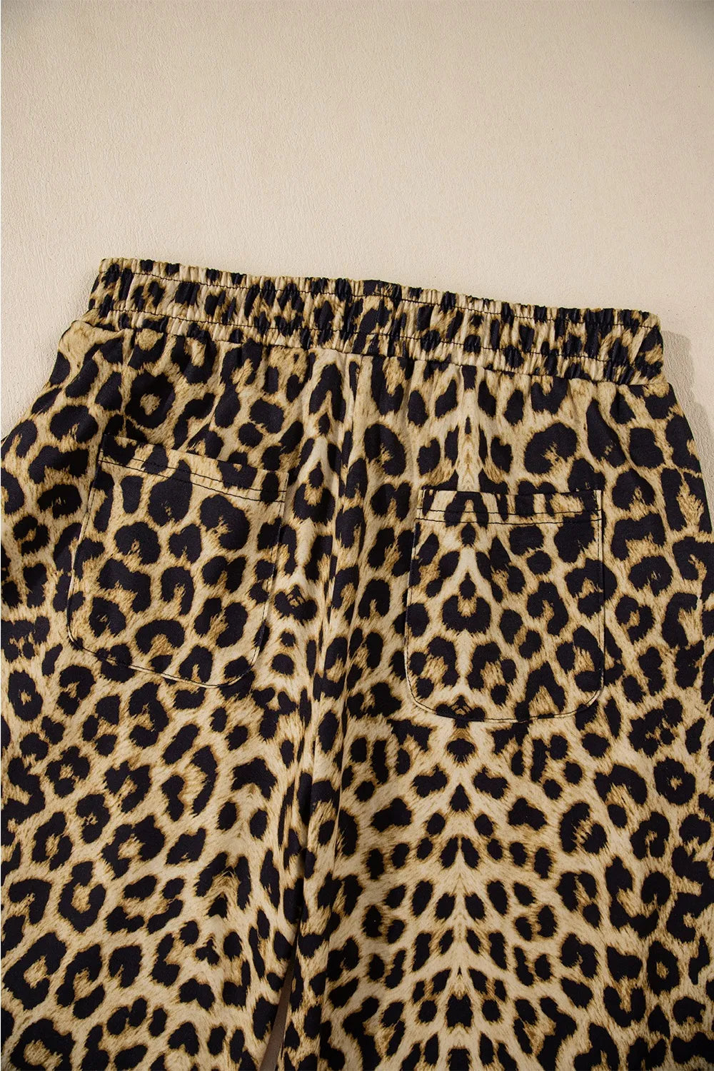 Leopard Bow Tie Elastic Waist Pants - Roe Creation