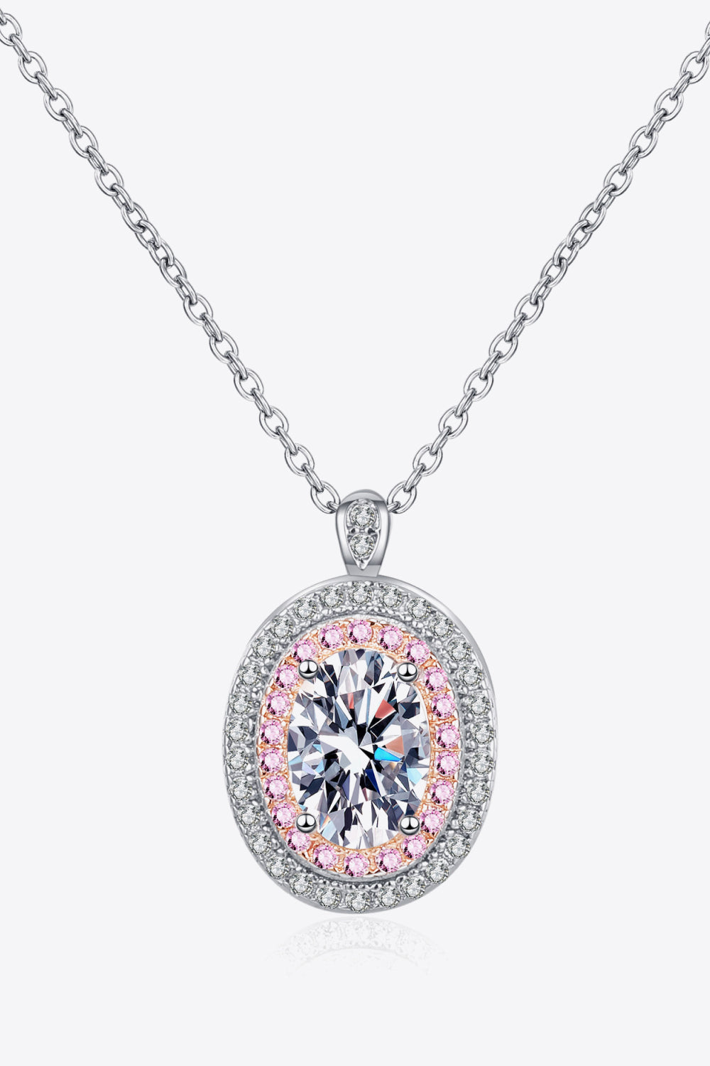 Adored 925 Sterling Silver Rhodium-Plated 1 Carat Moissanite Pendant Necklace - Roe Creation