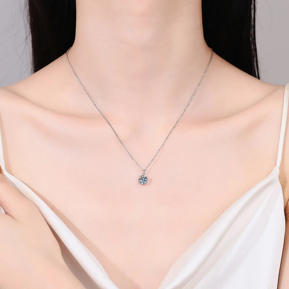 1 Carat Moissanite 925 Sterling Silver Necklace - Roe Creation