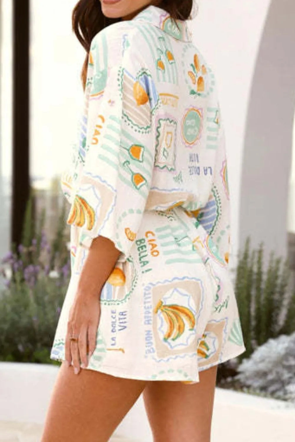 Printed 3/4 Sleeve Romper - Roe Creation
