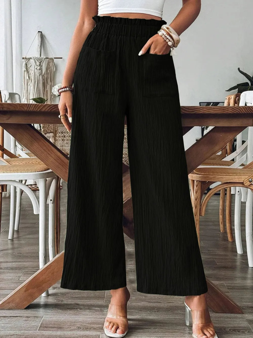 Frill Wide Leg Pants - Roe Creation