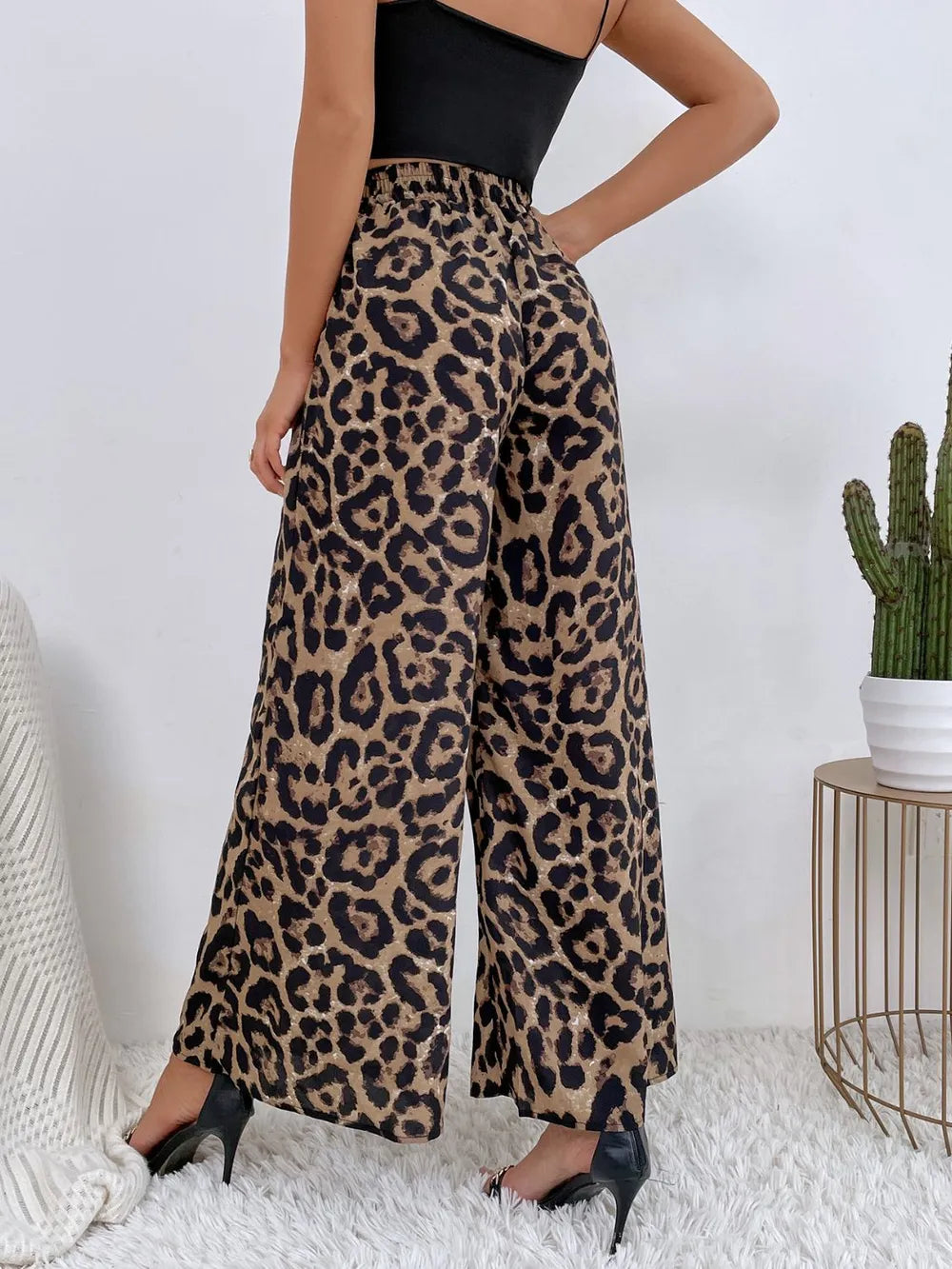 Printed Elastic Waist Wide Leg Pants - Roe Creation