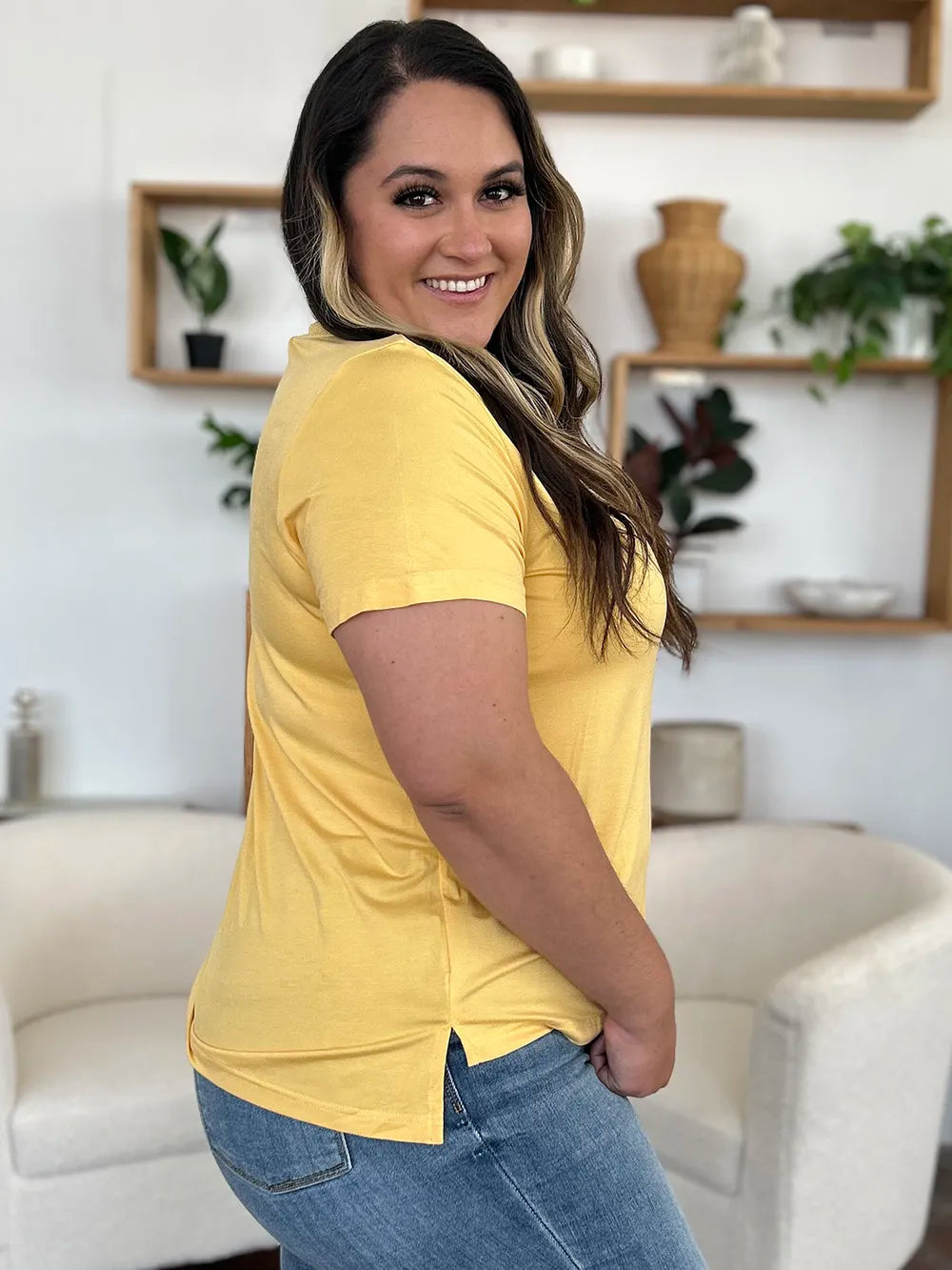 Basic Bae Bamboo Full Size V-Neck High-Low T-Shirt - Roe Creation