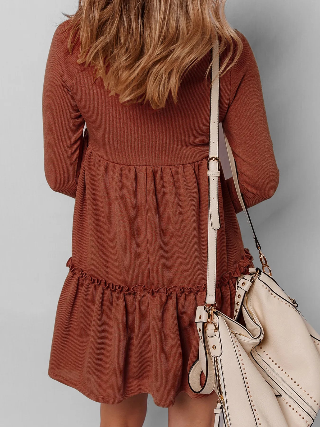 Frill Tiered Long Sleeve Mini Dress - Roe Creation