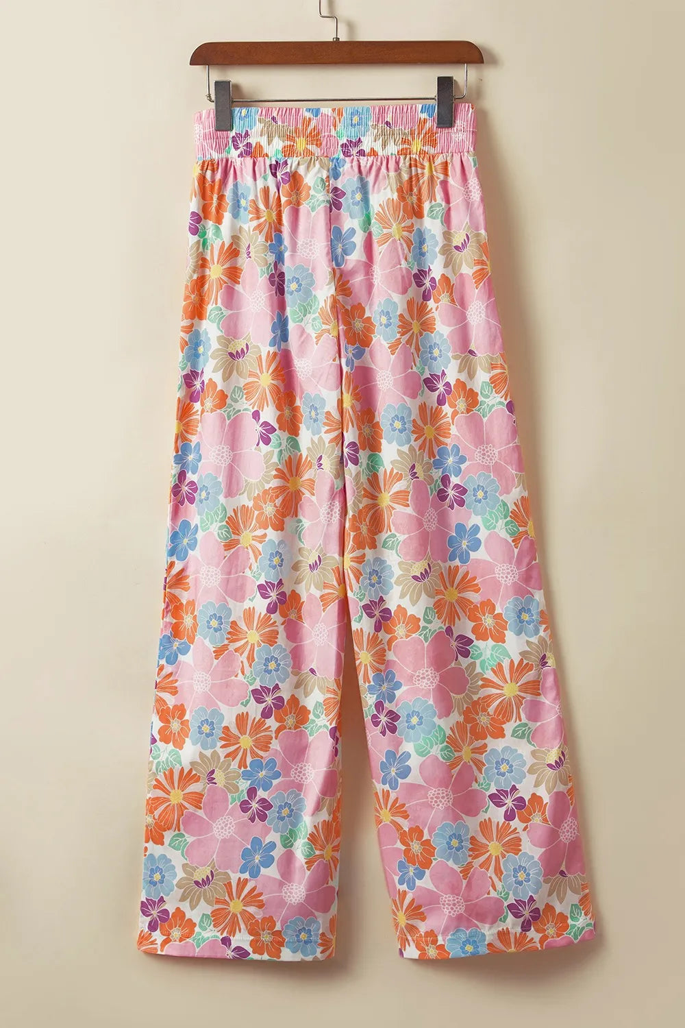 Drawstring High Waist Printed Wide leg Pants - Roe Creation