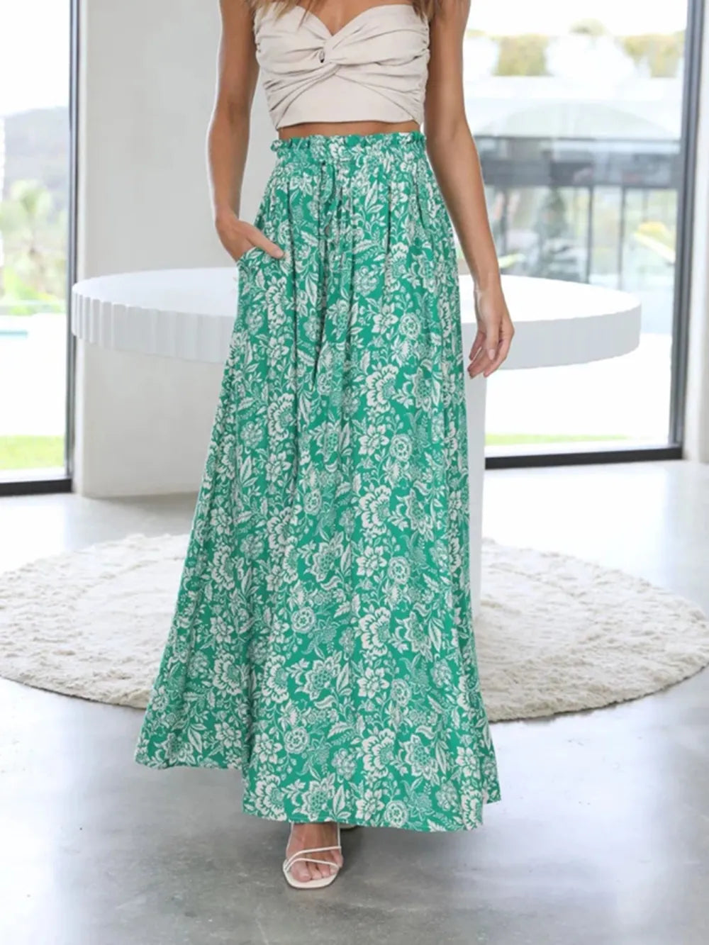 Printed Wide Leg Pants - Roe Creation