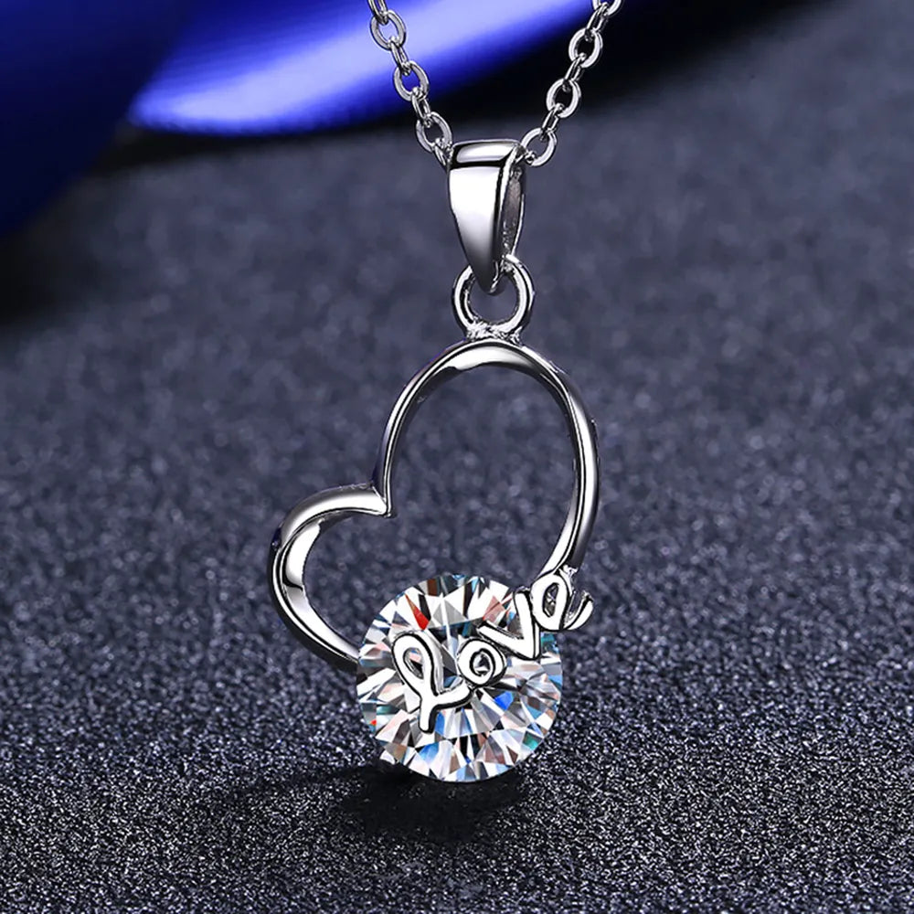 2 Carat Moissanite Heart 925 Sterling Silver Necklace - Roe Creation