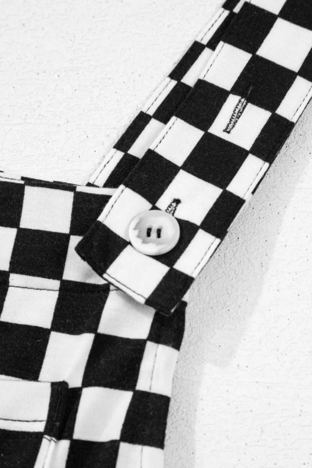 Checkered Print Pocketed Wide Leg Jumpsuit - Roe Creation