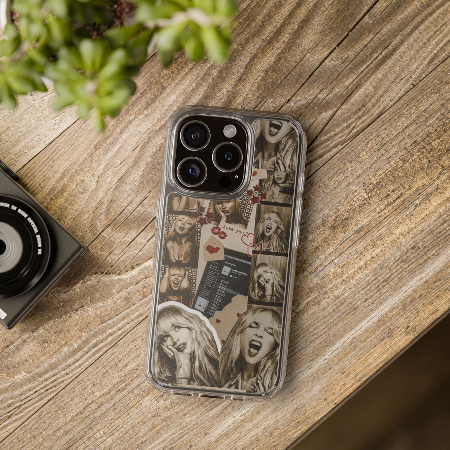 Sabrina Carpenter Vintage Photo Collage Clear Phone Case - Love You Design