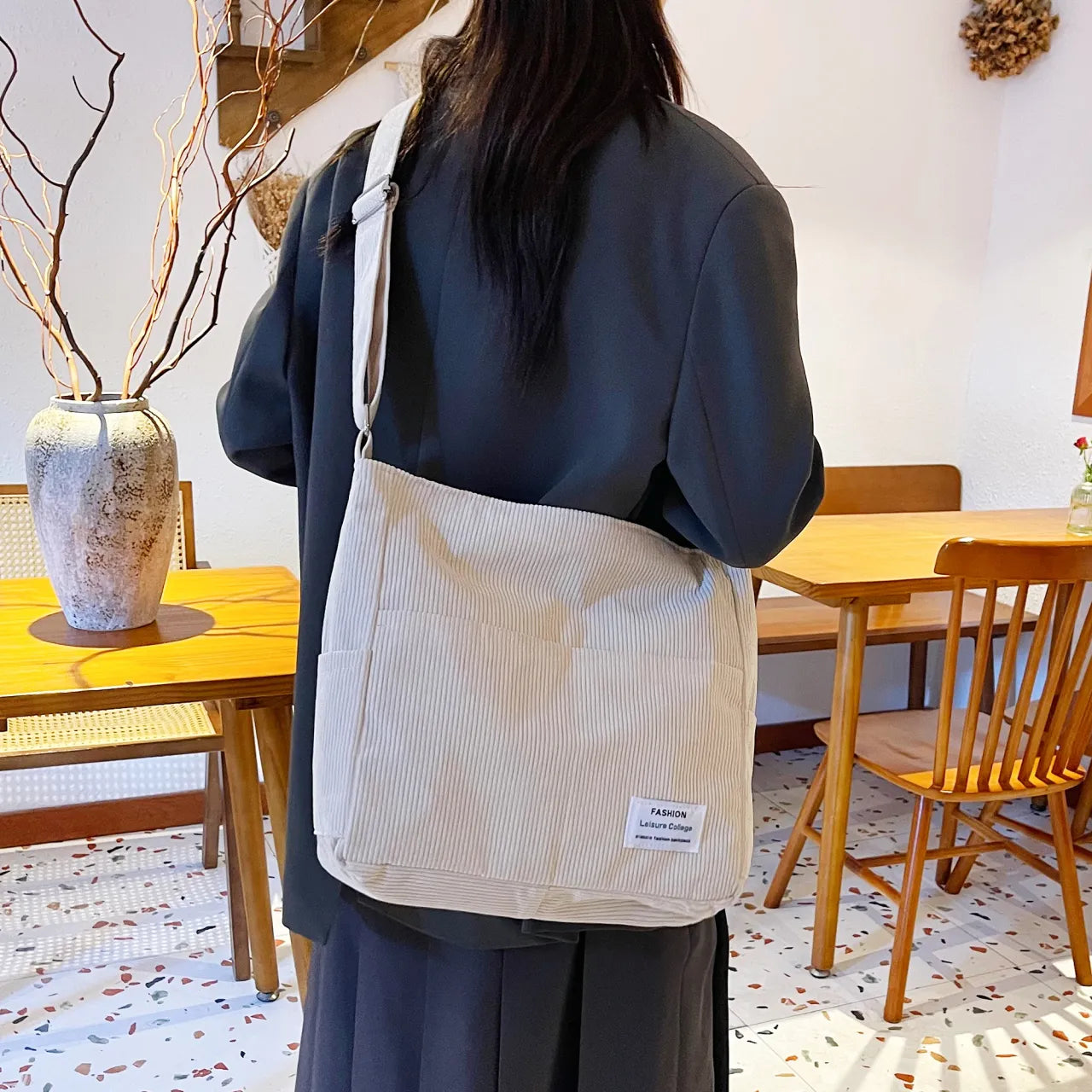 Corduroy Crossbody Messenger Bag - Roe Creation