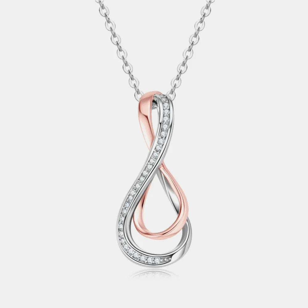 925 Sterling Silver Inlaid Moissanite Infinity Pendant Necklace - Roe Creation