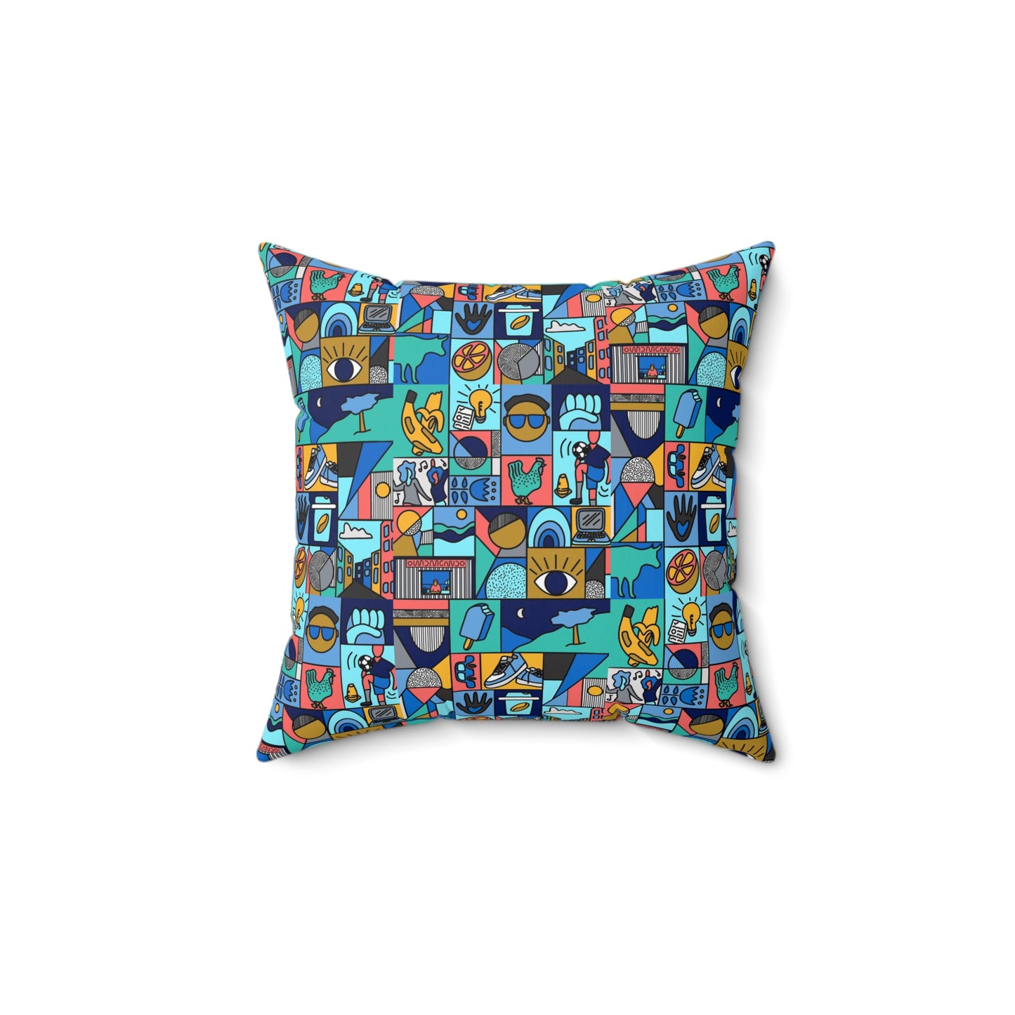 Vibrant Art Pattern Square Pillow - Modern Decor for Living Room & Bedroom