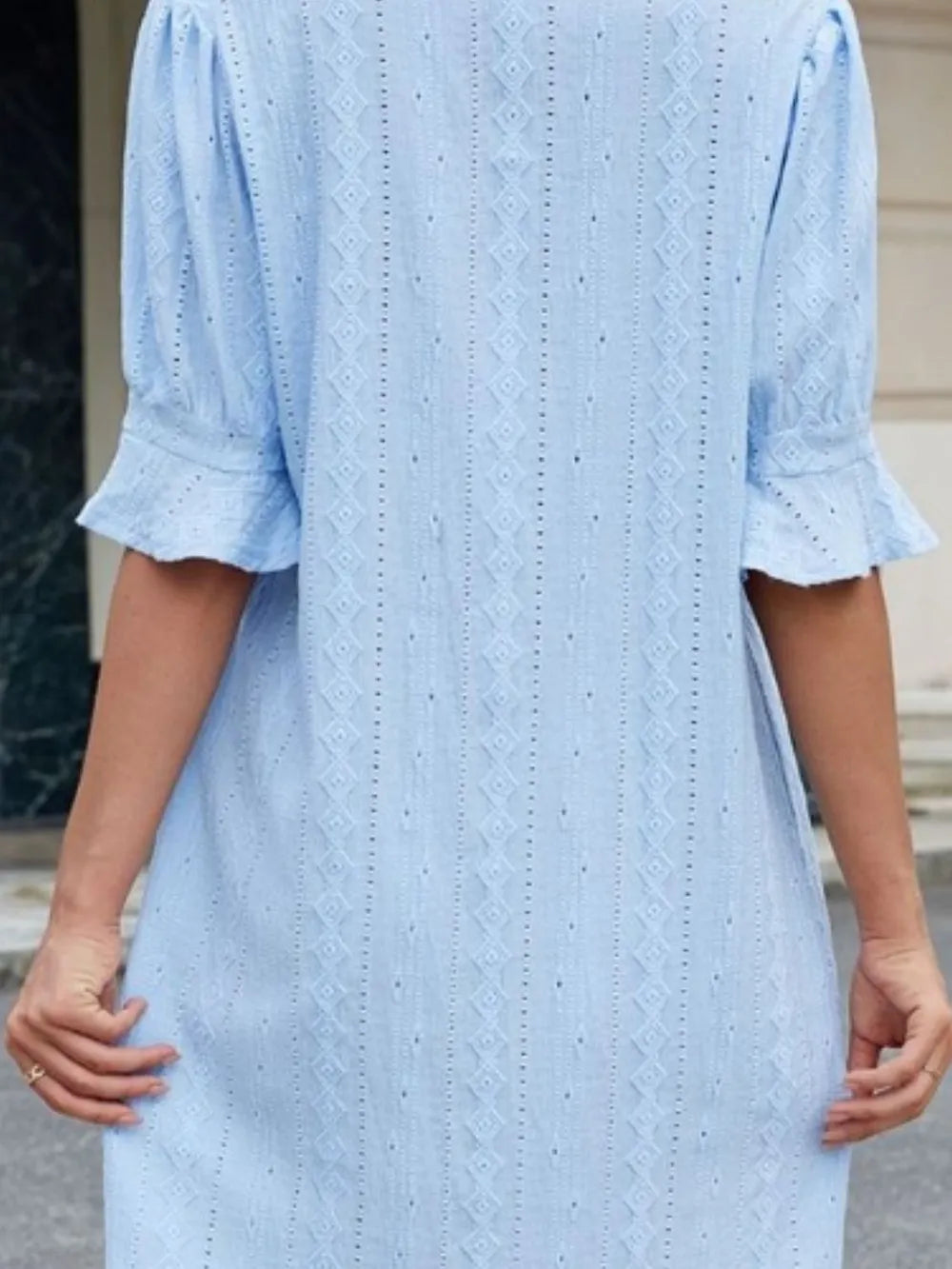 Eyelet Flounce Sleeve Mini Dress - Roe Creation