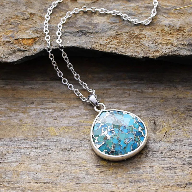 Turquoise Chain Pendant Necklace - Roe Creation