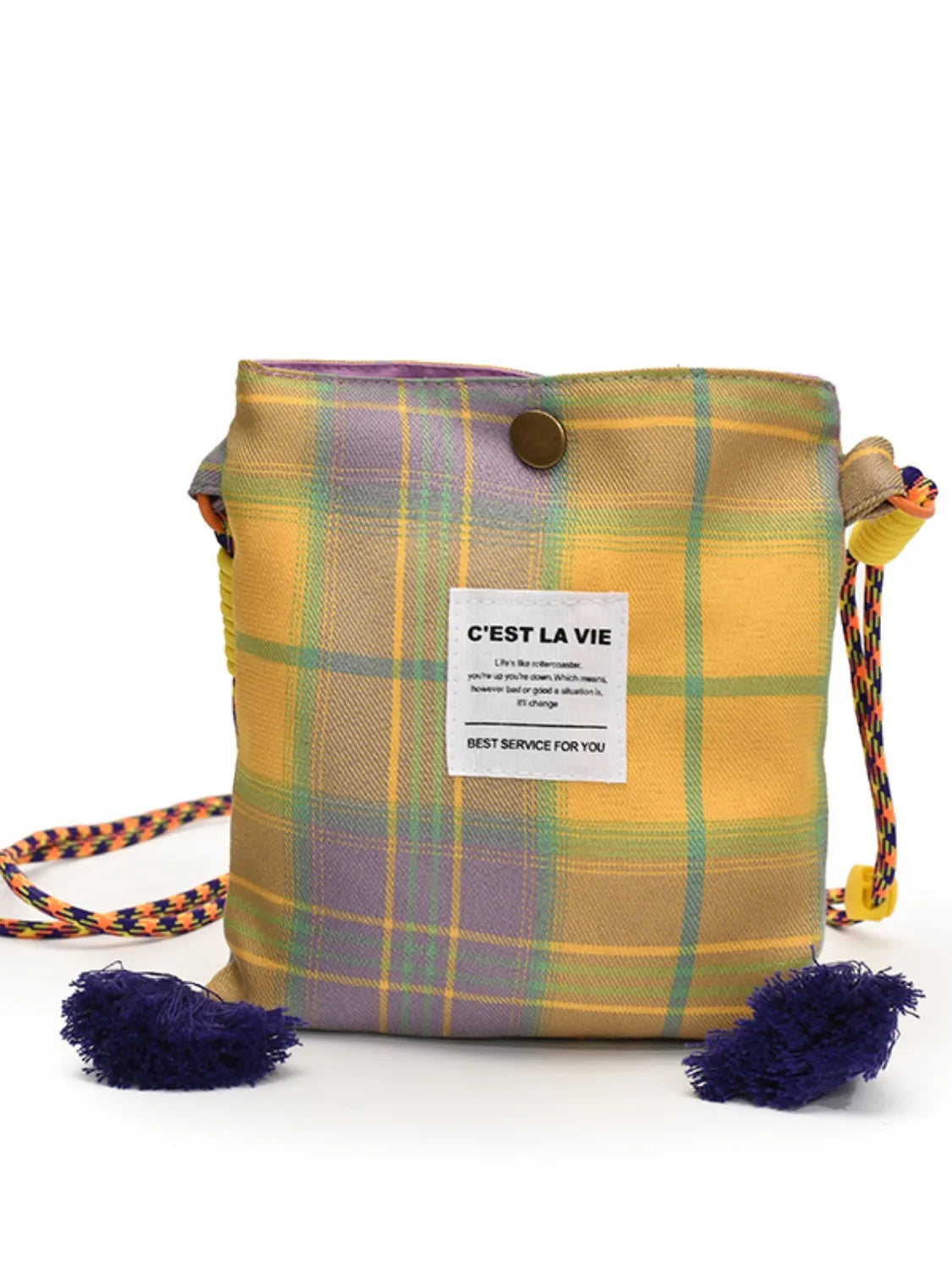 C'EST LA VIE Plaid Crossbody Bag with Tassel Detail - Roe Creation